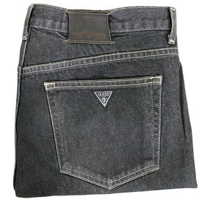 VTG Guess Jeans‎ Classic Fit Straight Leg Black Denim Pants Men's 38x30 U.S.A